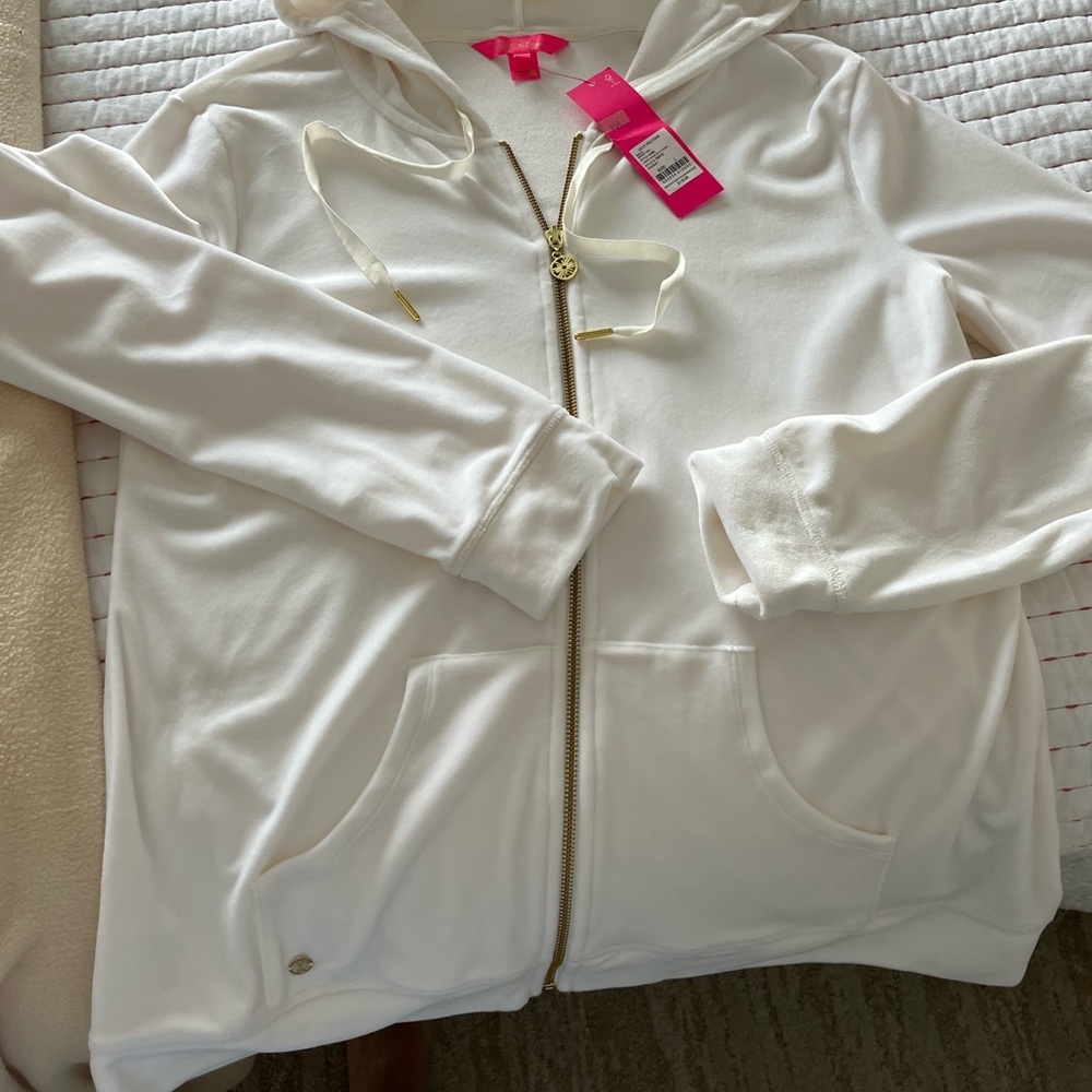 Lilly Pulitzer Larina velour zip up hoodie